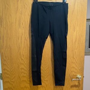Theory Black Side Leather Leggings with Angle Zippers Size L